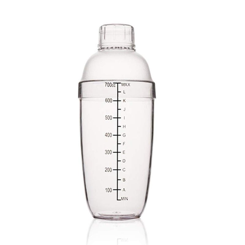 FEOOWV Plastic Cocktail Shaker, Hand Drink Mixer Boba Tea Shaker Cup with Scales,Bar Tool Transparent (24 oz / 700cc) - Image 1